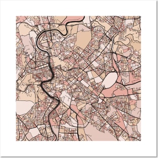 Rome Map Pattern in Soft Pink Pastels Posters and Art